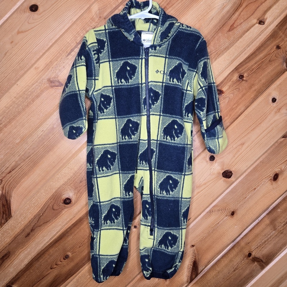Columbia Boys Fleece Bunting Suit 18 Months Buffalo Green Yellow